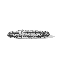 David Yurman Box Chain Bracelet in Sterling Silver with Pave Black Diamonds 1