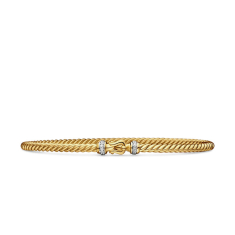 David Yurman Buckle Bracelet in 18k Yellow Gold with Pave Diamonds, 2.6mm, Bracelet Length: Small 1