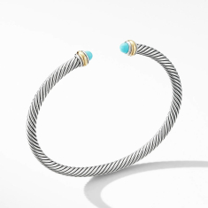 David Yurman Cable Classic Bracelet with Turquoise and 18k Yellow Gold - Medium 1