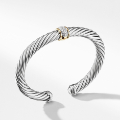 David Yurman Cable Classic Collection Bracelet with Diamonds and 18k Yellow Gold, 7mm 1