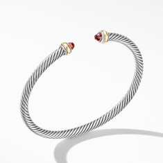 David Yurman Cable Classic Collection Bracelet with Garnet and 18k Yellow Gold, 4mm 1