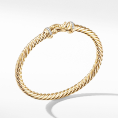 David Yurman Cable Classic Collection Buckle Bracelet in 18k Yellow Gold with Diamonds, 5mm 1