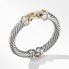 David Yurman Cable Classic Collection Buckle Bracelet with 18k Yellow Gold and Rhodolite Garnet, 9mm 1