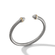 David Yurman Cable Classics Bracelet with Pave Diamond Domes and 14K Yellow Gold, 5mm 1