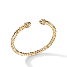 David Yurman Cable Classics Color Bracelet in 18k Yellow Gold with Gold Domes and Pave Diamonds | 5mm 1
