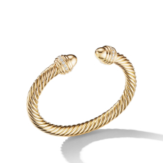 David Yurman Cable Classics Color Bracelet in 18k Yellow Gold with Gold Domes and Pave Diamonds | 7mm 1