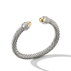 David Yurman Cable Classics Color Bracelet with 14k Yellow Gold Domes and Pave Diamonds | 7mm 1