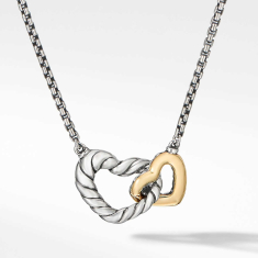 David Yurman Cable Collectibles Double Heart Necklace with 18k Yellow Gold 1