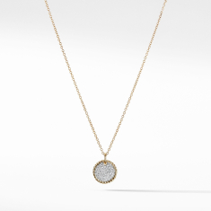 David Yurman Cable Collectibles Pave Charm Necklace with Diamonds in 18k Gold 1