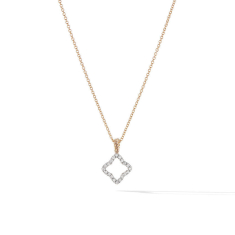 David Yurman Cable Collectibles Quatrefoil Necklace in 18K Yellow Gold with Pave Diamonds 1