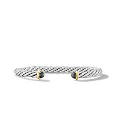 David Yurman Cable Cuff Sterling Silver with 14K Yellow Gold and Hematine 6mm Bracelet 1