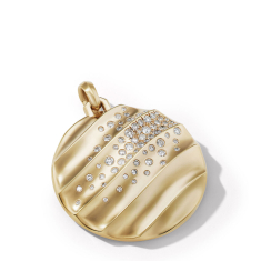 David Yurman Cable Edge Pendant in Recycled 18K Yellow Gold with Pave Diamonds 1