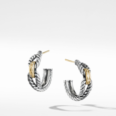 David Yurman Cable Loop Hoop Earrings with 18k Gold 1