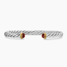 David Yurman Cable Sterling Silver with 14K Yellow Gold and Red Tiger's Eye 6mm Cuff Bracelet 1
