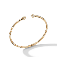 David Yurman Cablespira Bracelet in 18K Yellow Gold with Pave Diamonds, 3mm 1
