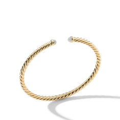 David Yurman Cablespira Bracelet in 18K Yellow Gold with Pave Diamonds, 4mm 1