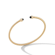 David Yurman Cablespira Color Bracelet in 18K Yellow Gold with Black Onyx and Pave Diamonds, 3mm 1