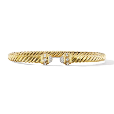 David Yurman Cablespira Oval Bracelet in 18K Yellow Gold with Pave Diamonds 1