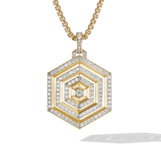David Yurman Carlyle Pendant in 18K Yellow Gold with Full Pave Diamonds 1