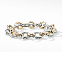 David Yurman Chain Collection Large Oval Link Bracelet with 18k Gold, 12mm 1
