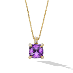 David Yurman Chatelaine Pendant Necklace in 18K Yellow Gold with Amethyst and Diamonds, 11mm 1