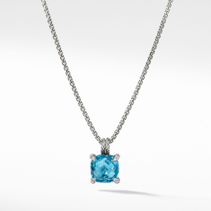 David Yurman Chatelaine Pendant Necklace with Blue Topaz and Diamonds, 11mm 1