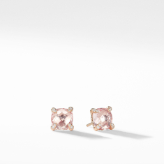 David Yurman Chatelaine Stud Earrings with Morganite and Diamonds in 18k Rose Gold, 8mm 1