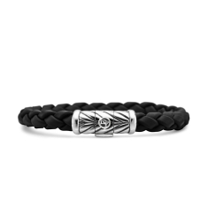David Yurman Chevron Bracelet in Black Rubber and Sterling Silver, 8mm - 7in 1