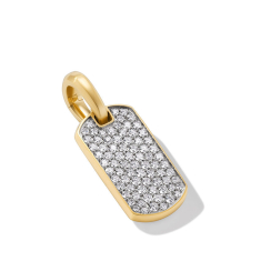 David Yurman Chevron Tag in 18K Yellow Gold with Diamonds 21mm 1