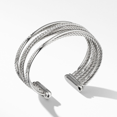 David Yurman Crossover Collection Four-Row Cuff with Diamonds, 23mm 1