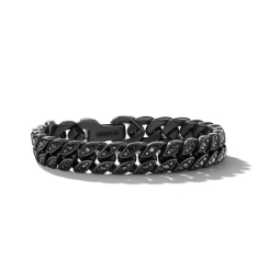 David Yurman Curb Chain Black Titanium with Black Diamonds 11.5mm Bracelet 1