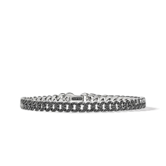 David Yurman Curb Chain Bracelet in Sterling Silver with Pave Black Diamonds 1