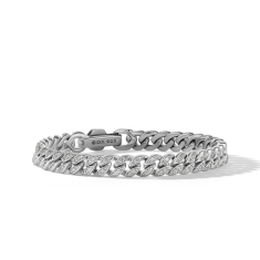 David Yurman Curb Chain Bracelet in Sterling Silver with Pave Diamonds 1
