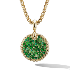 David Yurman DY Elements Earth Pendant in 18K Yellow Gold with Pave Tsavorite and Emeralds 1