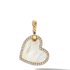 David Yurman DY Elements Heart Amulet in 18K Yellow Gold with Mother of Pearl and Pave Diamonds 1