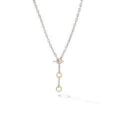 David Yurman DY Madison Three Ring Chain Necklace in Sterling Silver with 18K Yellow Gold 1