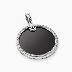 David Yurman Elements Disc Pendant with Black Onyx and Pave Diamond Rim 1