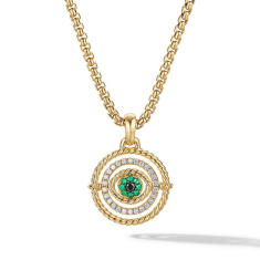 David Yurman Evil Eye Mobile Amulet in 18k Yellow Gold with Pave Emeralds and Diamonds 1