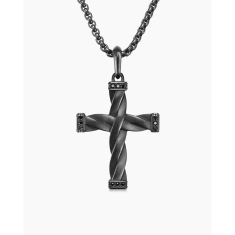 David Yurman Helios Cross Pendant in Black Titanium with Black Diamonds 1