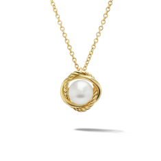 David Yurman Infinity Pendant Necklace in 18K Yellow Gold with Pearl 1