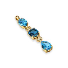 David Yurman Marbella Y Pendant in 18K Yellow Gold with Blue Topaz and Hampton Blue Topaz, 57.8mm 1