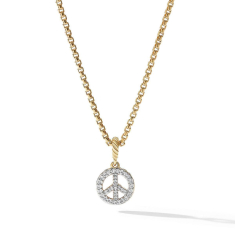 David Yurman Peace Sign Amulet in 18K Yellow Gold with Pave Diamonds 1