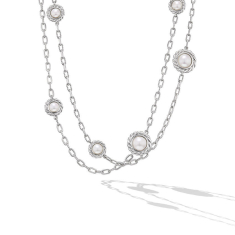 David Yurman Pearl Classics Station Chain Necklace in Sterling Silver 3mm 1