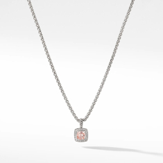 David Yurman Petite Albion Pendant Necklace with Morganite and Diamonds 1