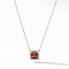 David Yurman Petite Chatelaine Pave Bezel Pendant Necklace in 18k Yellow Gold with Garnet 1
