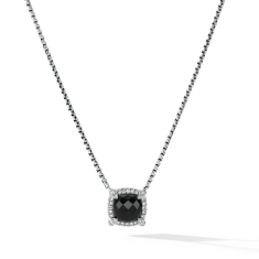 David Yurman Petite Chatelaine Pave Bezel Pendant Necklace with Black Onyx and Diamonds 1