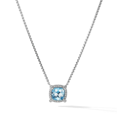David Yurman Petite Chatelaine Pave Bezel Pendant Necklace with Blue Topaz and Diamonds 1