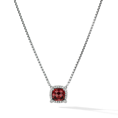 David Yurman Petite Chatelaine Pave Bezel Pendant Necklace with Rhodolite Garnet and Diamonds 1