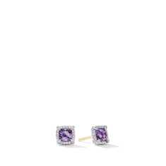 David Yurman Petite Chatelaine Pave Bezel Stud Earrings with Ameythst and Diamonds 1