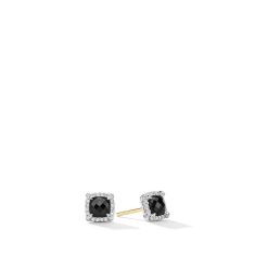 David Yurman Petite Chatelaine Pave Bezel Stud Earrings with Black Onyx and Diamonds 1